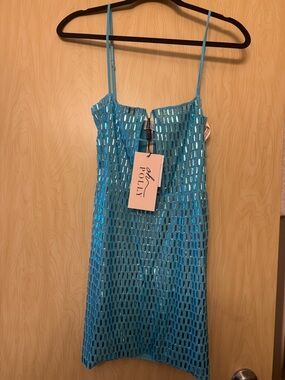 NWT | Oh Polly | Alanni Embellished Cut-Out Mini Dress in Aqua Blue | Size 6